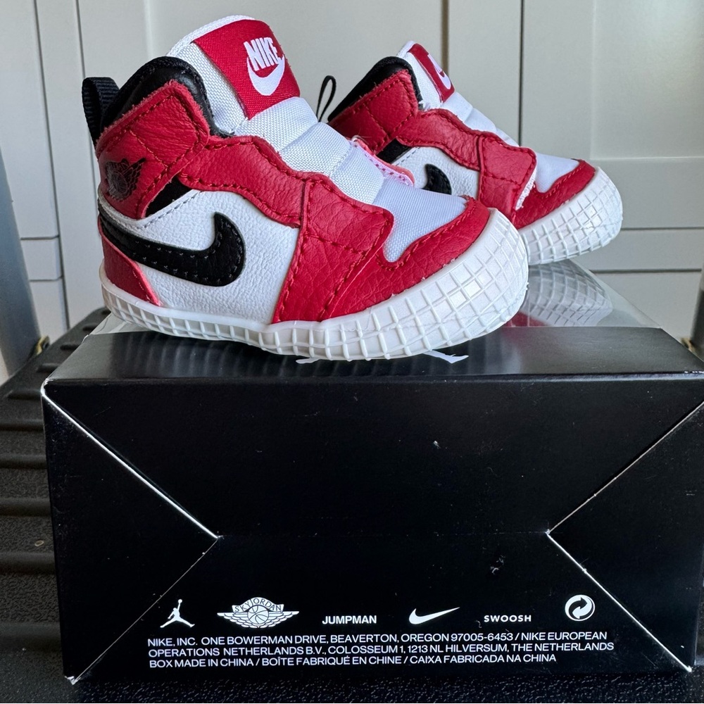 Nike Red and White High-Top Sneakers